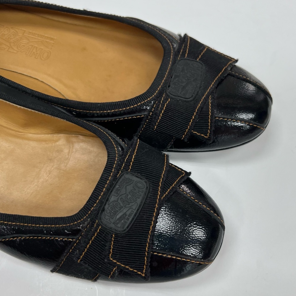 Salvatore Ferragamo Patent Leather Ballet Flat Shoes Size 8.5 - Picture 8 of 15
